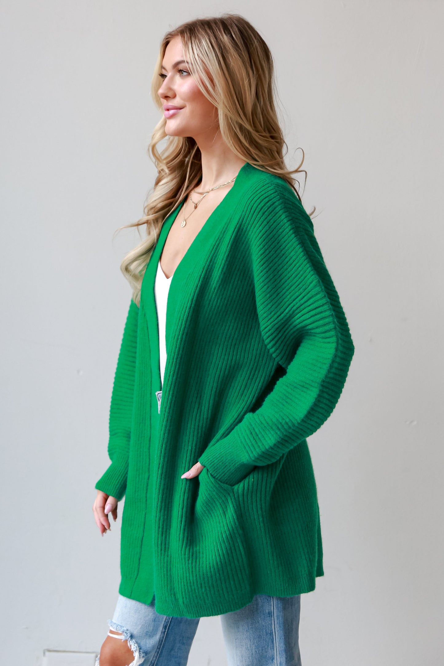 long Green Sweater Cardigan